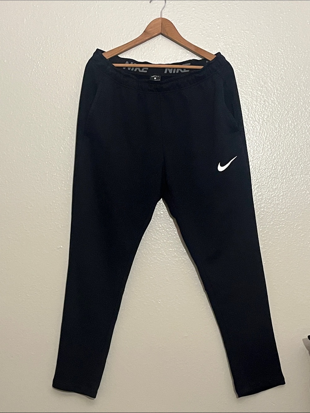 Nike Black Men's Jogger Sweatpants with White Swoosh